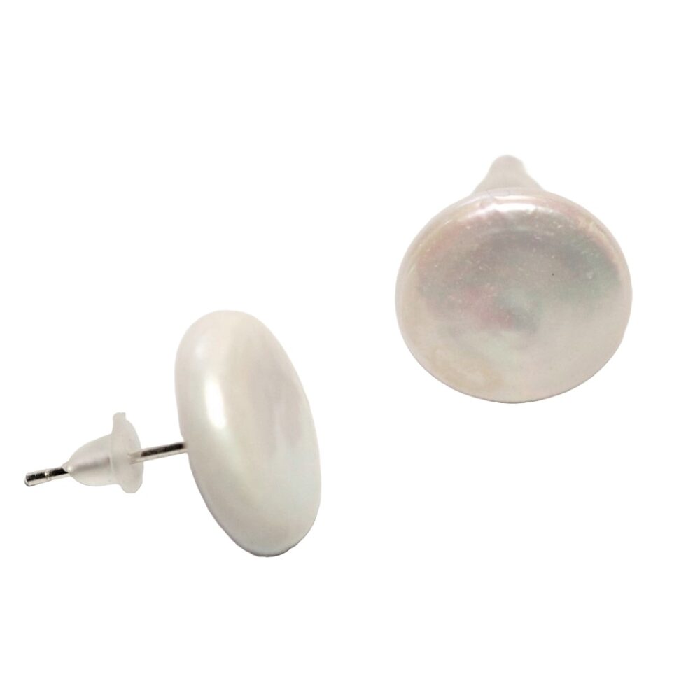 Coin Pearl Sterling Stud Earrings (ER-905082)