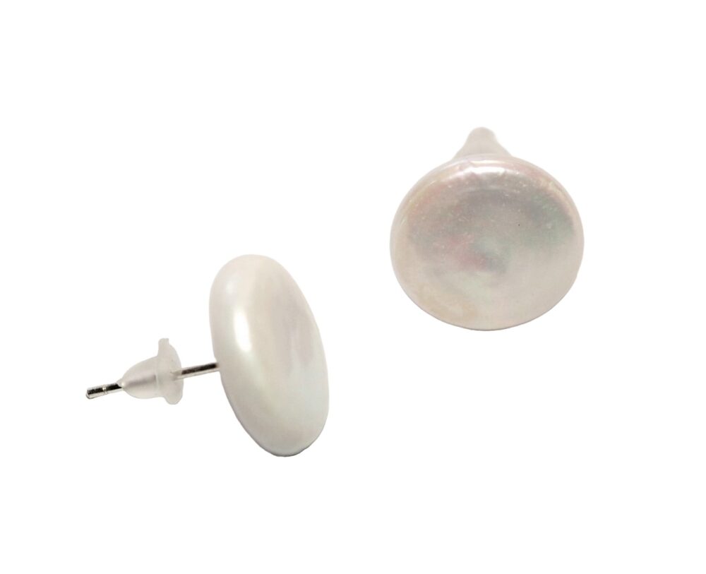 Coin Pearl Sterling Stud Earrings (ER-905082)