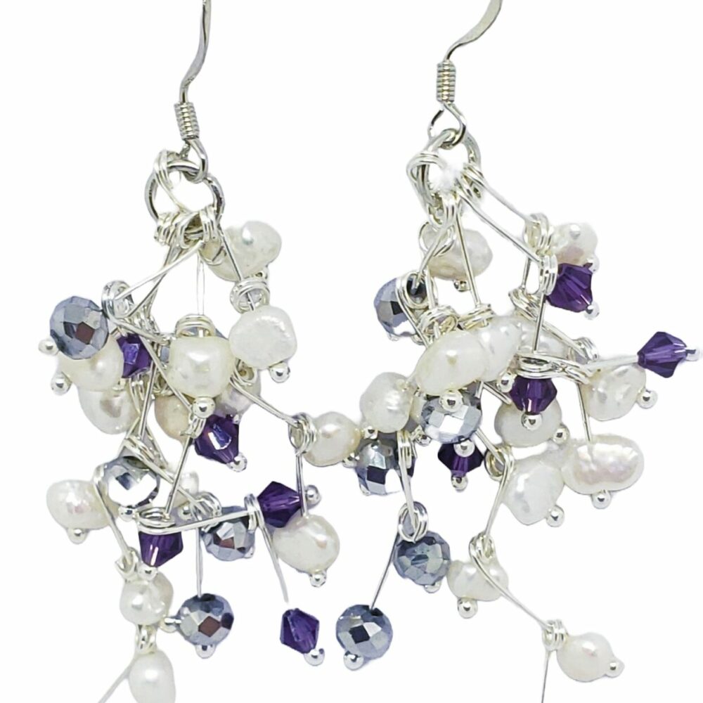 Galaxy Hook Earrings (ERM-800005) Amethyst Stones