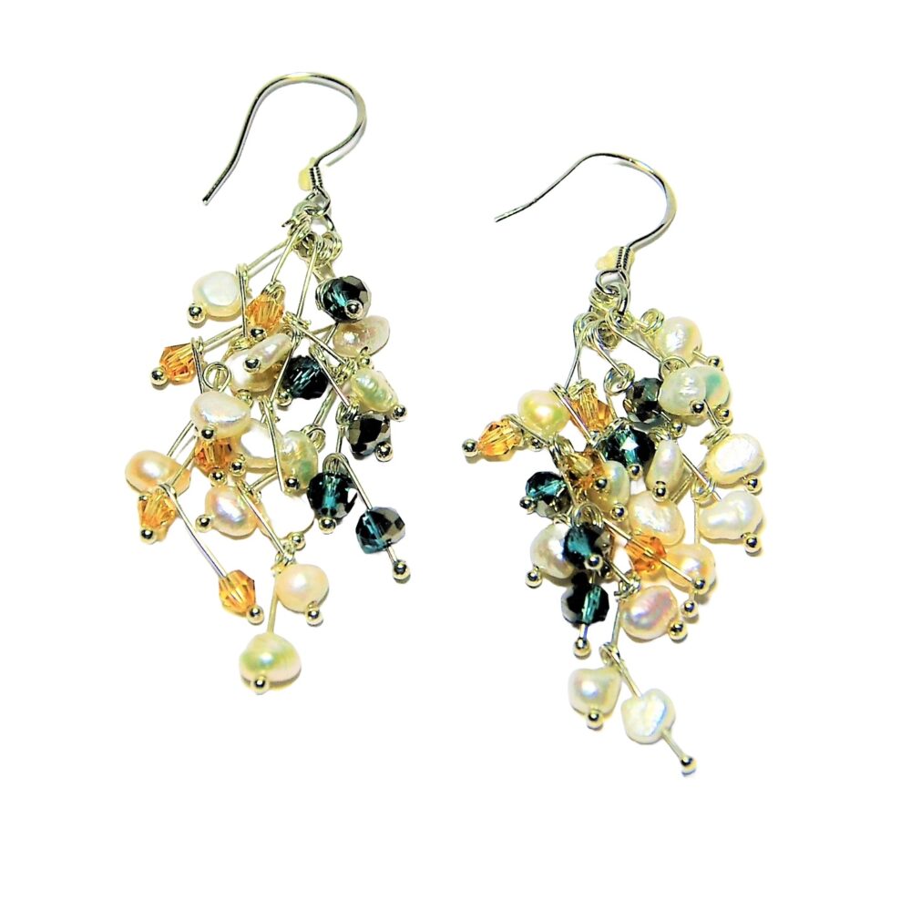 Hand Wired Pearl with Beautiful CZ Earrings (ERM-903274)