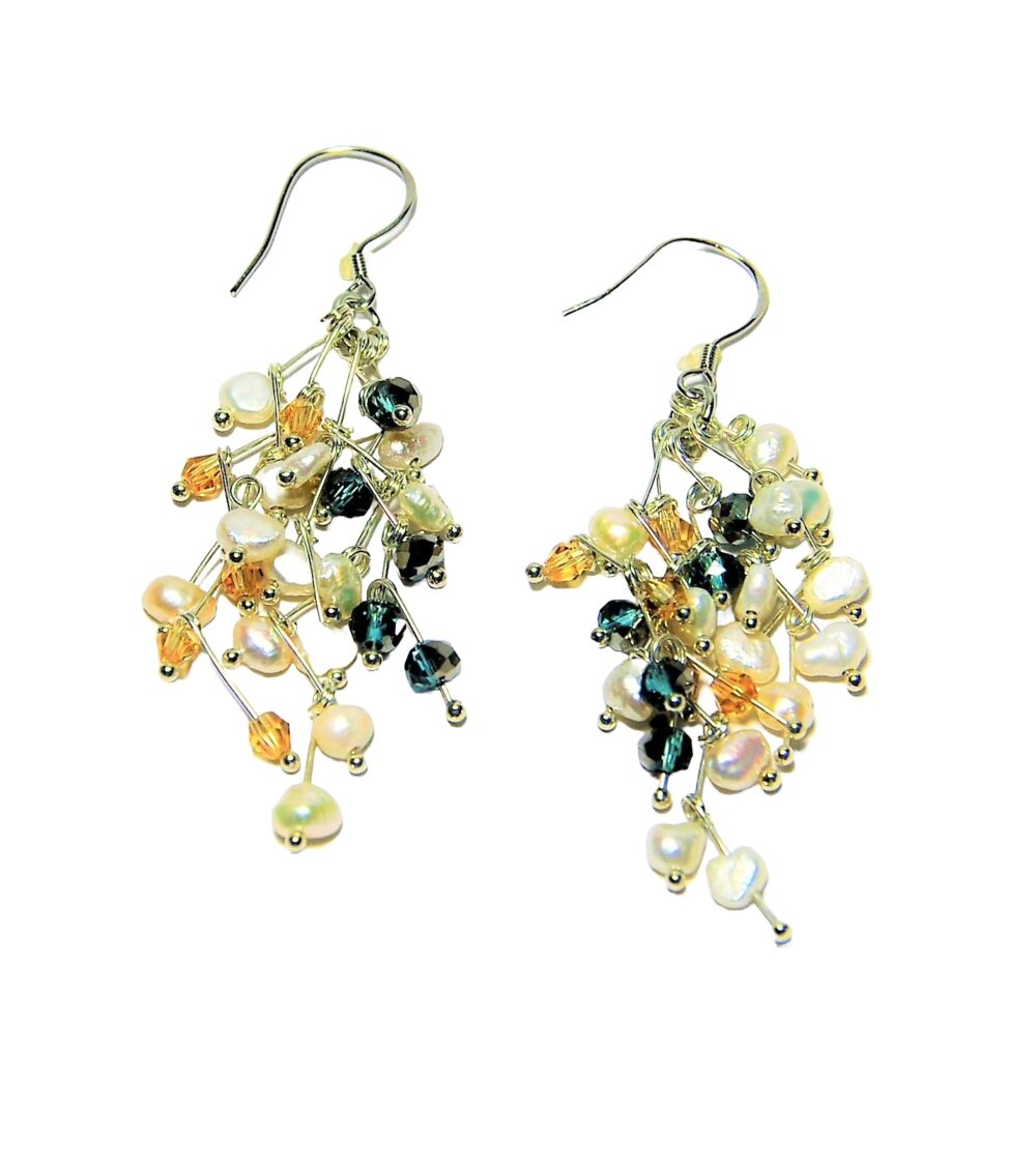 Hand Wired Pearl with Beautiful CZ Earrings (ERM-903274)