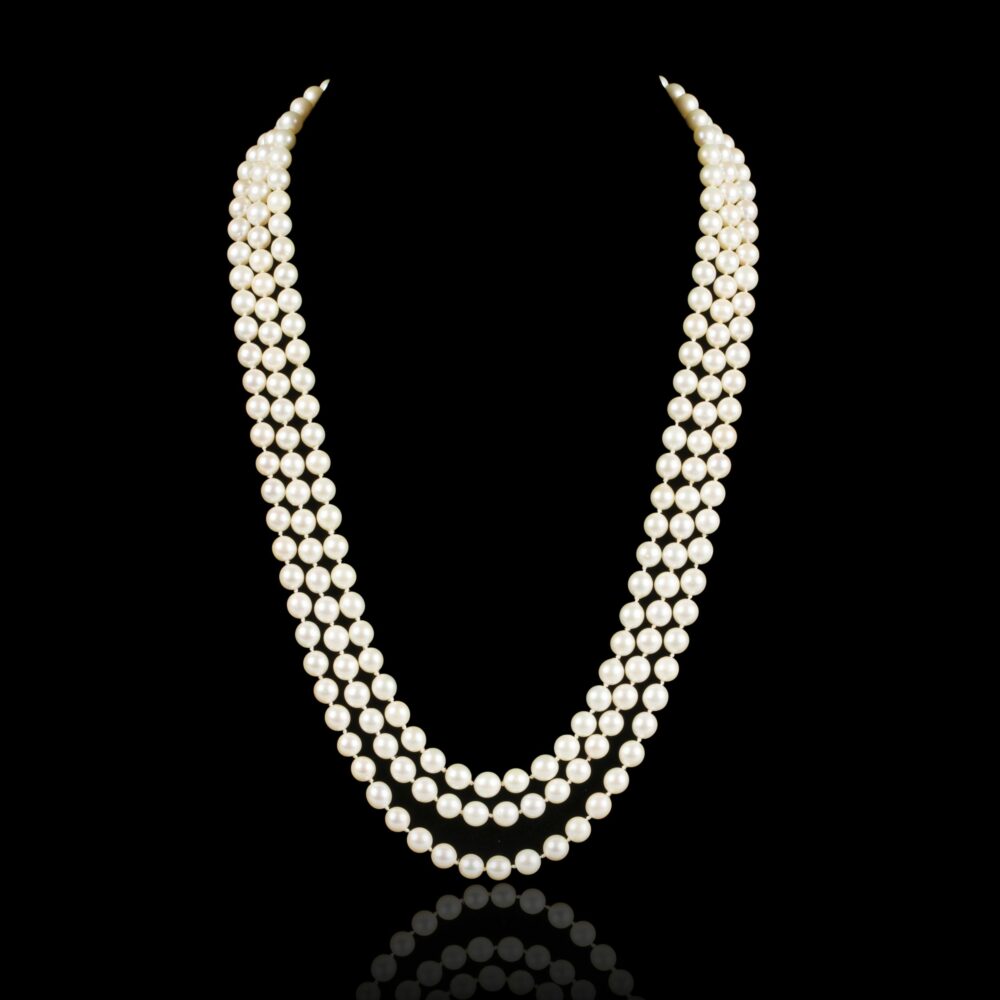 Classic 3 Strands Pearl Necklace (PN-800070)