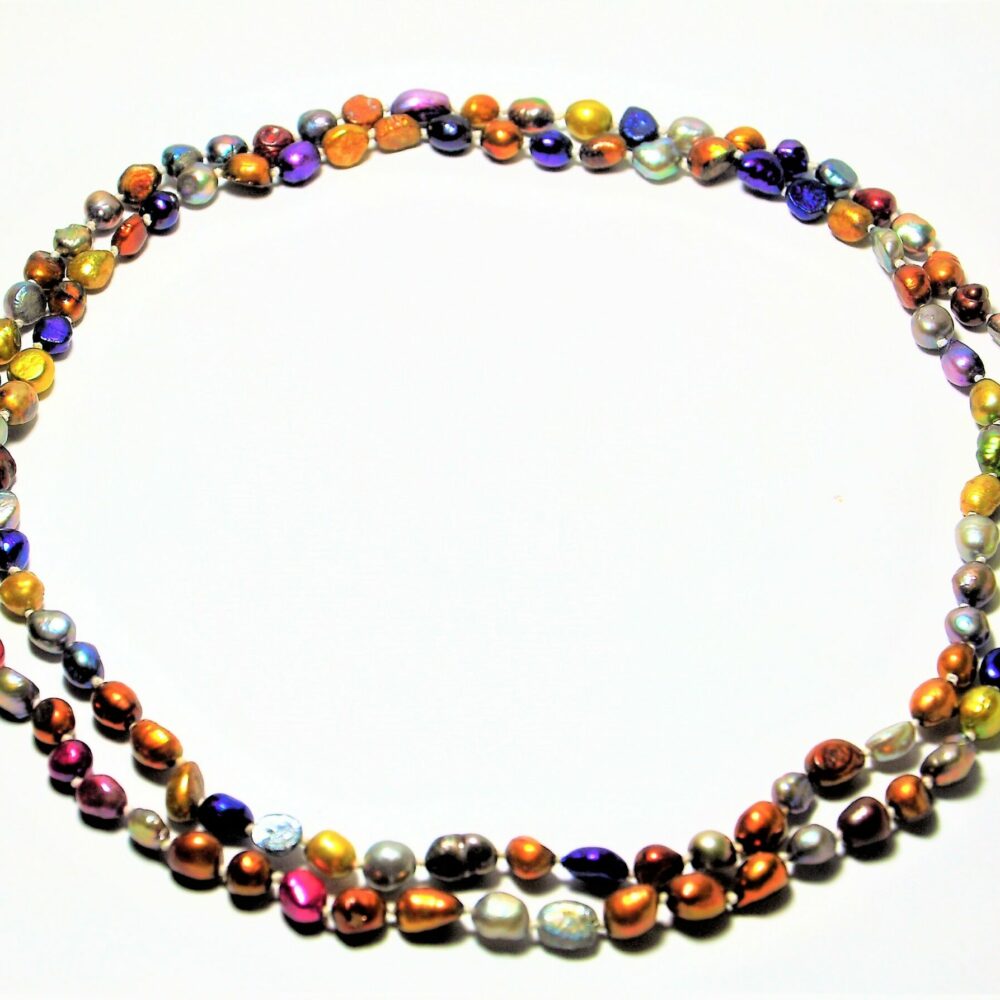 Multi Color Long Pearl Necklace (PN-903538)