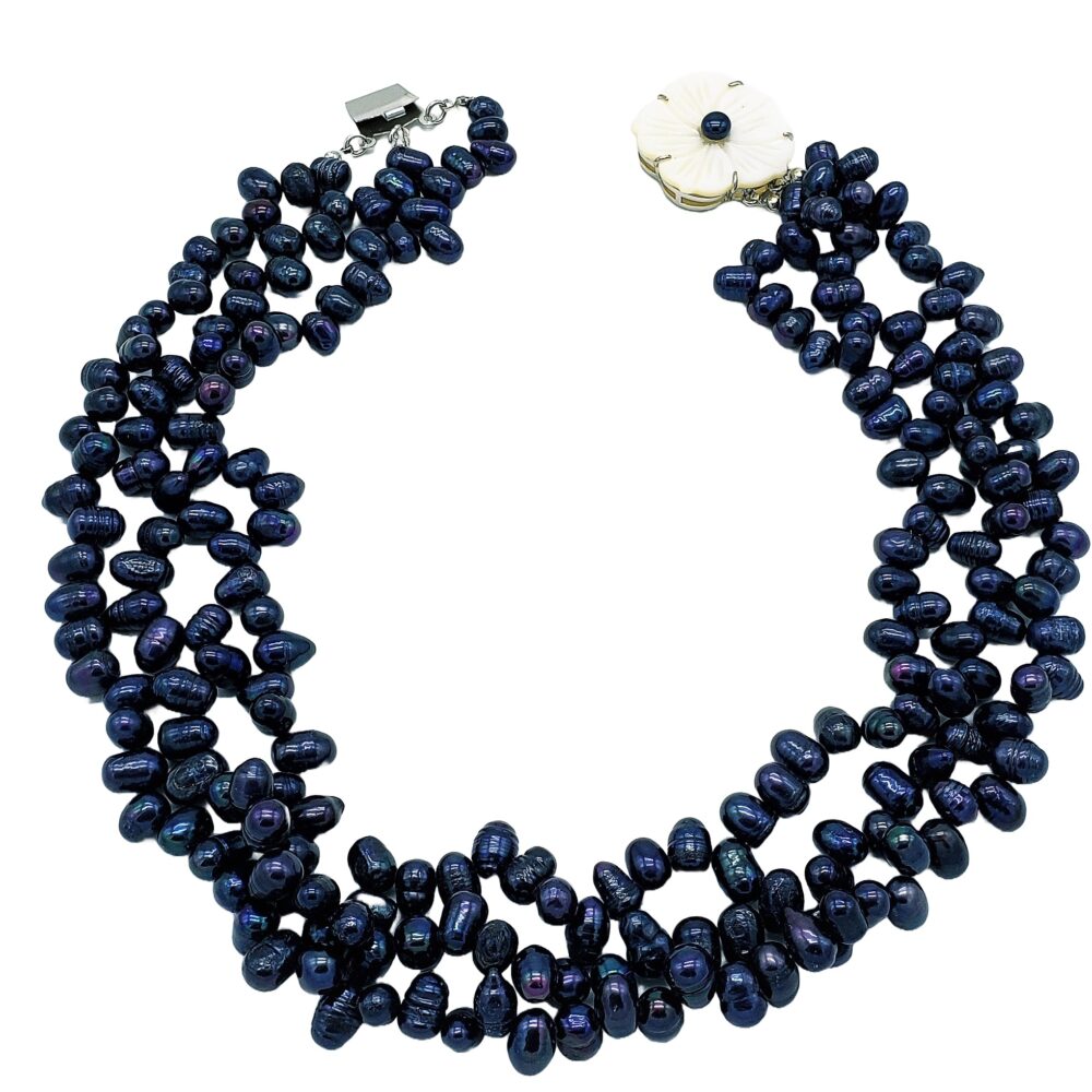 Sicily Triple Strands Pearl Necklace - Black (PN-903582)