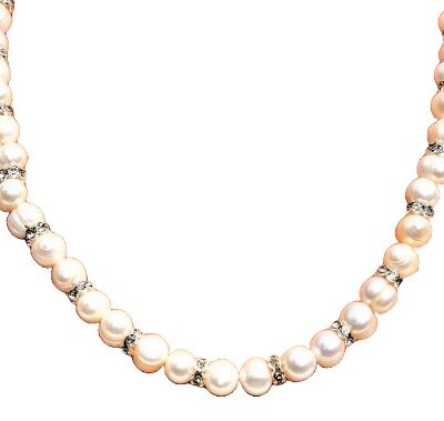 Pearl with Swarovski Bar Necklace (PN-906023)