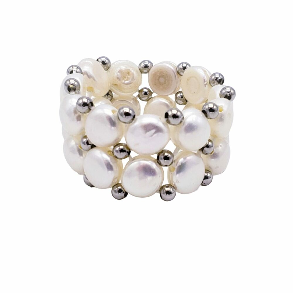 White Double Pearl Ring - White (PR-200708)