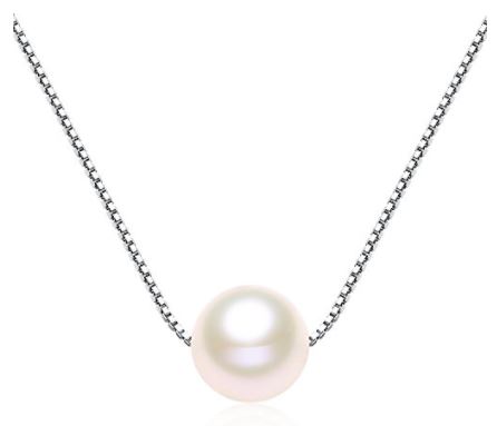 Single Pearl Sterling Silver Necklace -White (SN-905122)