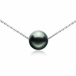 Single Pearl Sterling Silver Necklace -Black (SN-906008)