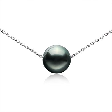 Single Pearl Sterling Silver Necklace -Black (SN-906008)