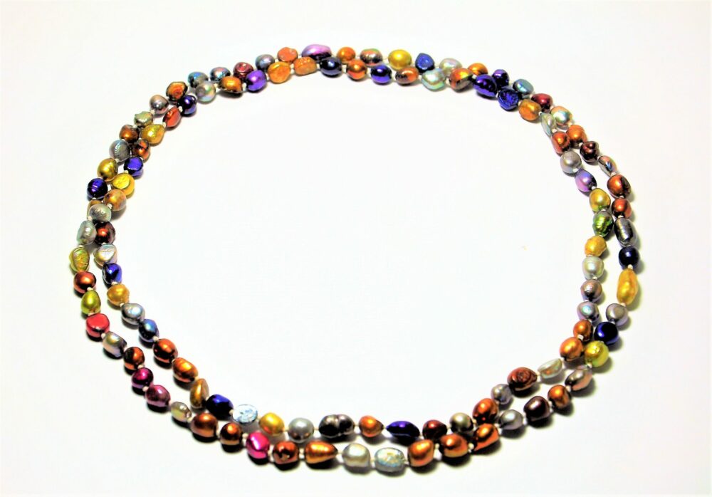 Multi Color Long Pearl Necklace (PN-903538)