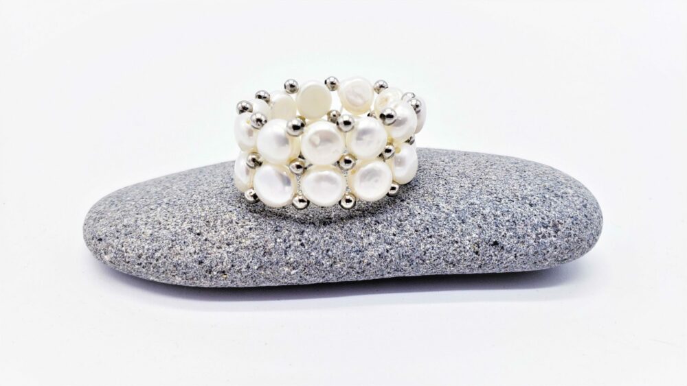 White Double Pearl Ring - (PR-200708)